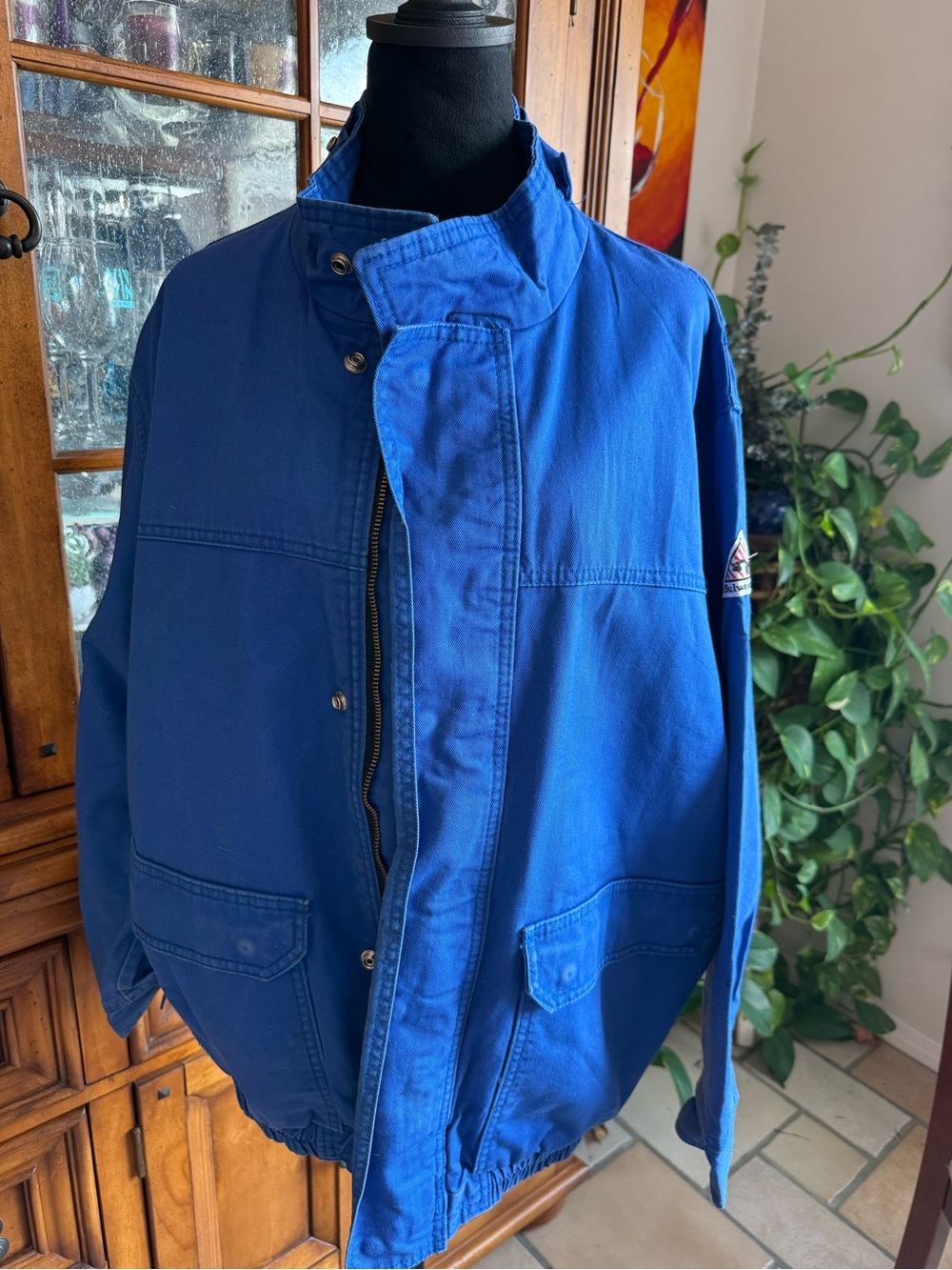Men's Performance Jacket in Bright Blue with High Collar